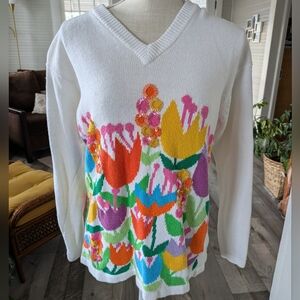 Vintage 80s Floral Sequin Sweater